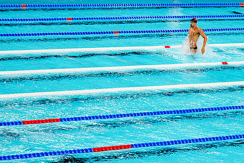 Swimming training at La Defense Arena 
